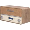 Produktbild: Denver DAB-36LW Retro DAB+ Digitalradio mit Bluetooth, AUX-Eingang, Uhr- und Weckfunktion, Holzgehäuse - Braun/Weiß