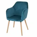 Produktbild: Esszimmerstuhl Vaasa T381, Stuhl Lehnstuhl, 50er Jahre Design, Samt petrol-blau