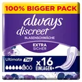 Produktbild: Always Discreet Inkontinenz-Slipeinlagen Damen, Ultimate Tag (16 Binden) Big Pack, starker Schutz, den Sie kaum spüren