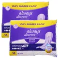 Produktbild: 2 x 16 Always Discreet Extra Sicher Ultimate Tag Inkontinenz Einlagen Extra Lang