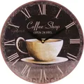 Produktbild: Zeitlose Wanduhr Ø29cm Landhausstil Shabby Vintage Antik Küchenuhr Holzuhr Deko, Motiv:Coffee Shop