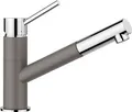 Produktbild: BLANCO KANO-S | Küchenarmatur in vulkangrau/chrom | Hochdruck | Mit herausziehbarem Schlauch | Rückflussverhinderer | Keramik Kartusche | Gesicherte Wasserqualität & wassersparend | [5,5x24,6x19,1cm]