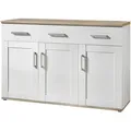 Produktbild: Xora Sideboard, Weiß, Lärche, Kunststoff, 3 Fächer, 3 Schubladen, 140x88x45 cm, Made in EU, Wohnzimmer, Kommoden & Sideboards, Sideboards