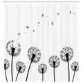 Produktbild: Abakuhaus Duschvorhang Moderner Digitaldruck mit 12 Haken auf Stoff Wasser Resistent Breite 175 cm, Höhe 200 cm, Löwenzahn Faded Blowball Pflanze schwarz 175 cm x 200 cm