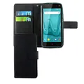 Produktbild: König Design Handyhülle Kompatibel mit Wiko Lenny 4 Handytasche Schutzhülle Tasche Flip Case mit Kreditkartenfächern - Onyx Schwarz