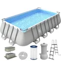 Produktbild: Pool Komplettset 549x305x122cm Framepool Gartenpool Aufstellpool Leiter Filter