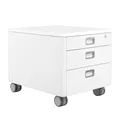 Produktbild: moll Cubic, mobiler Rollcontainer mit drei Schubladen, abschließbar und mit integrierte Feststellbremse, Grifffarben austauschbar, zeitloses Design, Dekorfarbe Weiß, 43x54x43