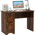 Produktbild: COSTWAY Schreibtisch mit 2 Schubladen, Computertisch klein, Kinderschreibtisch, Bürotisch, PC-Tisch modern 109x50x75cm Rustikales Braun - Braun