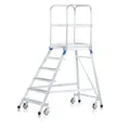 Produktbild: Zarges Podestleiter fahrbar mit 6 Leichtmetall-Stufen Podesttreppe mit Rollen