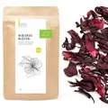 Produktbild: Hibiskusblüten ganz, Premium BIO Qualität, Handernte, schonend getrocknet, sehr fruchtig, perfekt für Hibiskus Tee, 150g - tea exclusive