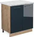 Produktbild: Vicco Spülenunterschrank Fame-Line, 80 cm , AP Marmor, Dunkelblau Hochglanz/Goldkraft Eiche