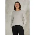 Produktbild: Strickpullover CECIL, Damen, Gr. XL (44), weiß (soft silber melange), Web, 37% Baumwolle, 34% Polyacryl, 26% Polyester, 3% Elasthan, unifarben, normal normal, Rundhals, Bündchen, Pullover Strickpullover, aus Baumwolle mit Stretchanteil