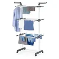 Produktbild: EASYmaxx Wäsche-Tower 1600 mit Rollen, 3 Etagen & 2 Seitenflügeln für 14 Bügel - Grau