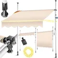 Produktbild: KESSER® Klemmmarkise mit Handkurbel & LED Lichterkette | Balkonmarkise ohne Bohren | Markise UV-beständig höhenverstellbar & wasserabweisend | Sonnenschutz für Balkon Terrasse & Garten 300cm