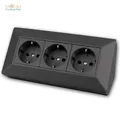 Produktbild: DELPHI 3-fach Steckdosenblock, schwarz, 250V~/ 16A, 3er Aufbau Steckdose Dose