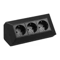 Produktbild: 3-fach Steckdosenblock schwarz, Aufbaumontage Delphi, Mehrfachstecker, 45° Büro