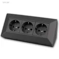 Produktbild: DELPHI 3er Steckdosenblock, schwarz, 250V~/ 16A, 3-fach Aufbau Steckdose Dose