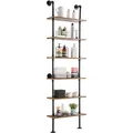 Produktbild: VEVOR Industrielles Rohrregal, 6 Ebenen, 61 x 25 cm, Wandmontage, schwebende rustikale Holzregale, Halterung, Ausstellungsregal, Bücherregal, Lagerregal, Kleinteilehalter für Küche, Schlafzimmer, Badezimmer, Wohnzimmer, schwarz