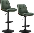 Produktbild: VASAGLE Barhocker 2er Set, höhenverstellbar, drehbar, mit Rückenlehne und Fußstütze, Waldgrün