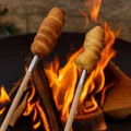 Produktbild: 2 X Stockbrot Stöcke aus Buchenholz mit Edelstahl, Weinachtsmarkt, Grillspieße 100 cm für Grillgeschenk, Grillrohr, Grillen, Stockbrot, Knüppelbrot