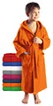 Produktbild: Arus Kinder-Bademantel mit Kapuze für Jungen und Mädchen, 100% Baumwolle Frottee, lang, Orange, 176