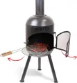 Produktbild: BonFeu BonSolo Schwarz - Terrassenofen - Feuerstelle mit Funkenschutz für entspannte Abende  - Feuersäule Outdoor - Terrassenkamin mit Grillrost - Gartenofen aus hochwertigem Cortenstahl - 34x34x124cm