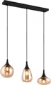 Produktbild: TRIO Leuchten Pendelleuchte Lumina, E14 Hängelampe 3-flammig Glasschirme in 3 Formen amberfarbig, Leuchtmittel wechselbar, warmweiß - kaltweiß, exkl 3x E14 max 40W, Hängeleuchte höhenverstellbar bis max 150 cm