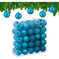 Produktbild: Weihnachtskugeln im 50er Set, Kunststoff, d: 6 cm, runde Weihnachtsbaumdeko, Baumschmuck bruchsicher, petrol - Relaxdays