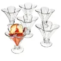 Produktbild: 6x KLOVER Eisbecher mit Fuß 150ml Dessert-Schale Früchte-Glas Kleeblatt-Form