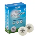 Produktbild: GEWO AWR Outdoor 40+ Tischtennisbälle - Wasserabweisende Plastik Outdoor Tischtennis Bälle für draußen - Hochwertige, wetterbeständige Trainings Tischtennisbälle, 40+mm Durchmesser, 6er Pack, weiß