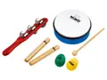 Produktbild: Nino Percussion NINOSET3 Sortiment Set (7-teilig) für Kindergärten, Krippen, Schulen/Musiktherapie inkl. Jingle Stick, Wooden Claves, Egg Shaker, ABS Hand Drum