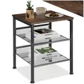 Produktbild: tectake® Beistelltisch Holz und Metall, Schlafzimmer Nachttisch mit 3 Ebenen, 2 Gitterablagen, Couchtisch, Wohnzimmertisch, Beistelltisch Couch - Industrial Holz dunkel, rustikal
