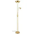 Produktbild: Reality Leuchten LED Deckenfluter, Dimmfunktion, LED wechselbar, über Schalter in 3 Stufen dimmbar, Warmweiß, große Stehlampe mit Leselampe für Lese-ecke Höhe 181cm goldfarben