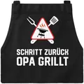 Produktbild: MoonWorks Grill-Schürze für Männer mit Spruch Schritt zurück Opa Papa Opa grillt Baumwoll-Schürze Grill-schürze Küchenschürze schwarz unisize