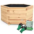 Produktbild: holz4home® Outdoor Pflanzkübel XL I 6-Eckig aus Tannenholz I inkl. Gartenhandschuhe & Vlies I Blumentopf Terrasse aus Holz I Pflanzkasten Pflanztopf Blumenkübel Balkon