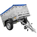 Produktbild: UNITRAILER Garden Trailer 150 Kipp PKW Anhänger – Hochwertiger Anhänger Aufbau : mit Zusätzlichen Bordwänden und Plane Anhänger 750 kg – Robuster Auto Anhänger, Autoanhänger mit kippbare Deichsel