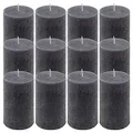 Produktbild: Rustik-Kerze Höhe 11,5 cm Ø 6,8 cm lange Brenndauer Rund-Kerze Säulenkerzen Kerzen-Deko Tafelkerzen Weihnachts-Kerzen Hochzeits-Deko (anthrazit, 12)