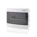 Produktbild: Intratec Sicherungskasten Unterputz, IP40 – Verteilerkasten Gehäuse innen, Verteilerkasten mit transparenter Tür für Trockenraum-Installation, 1-reihig, 12 Module, 232 x 283 x 106 mm