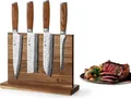 Produktbild: 5-teiliges Messer-Set I 4 Küchenmesser mit 15 - 20 cm Klingen I mit magnetischem Messerblock