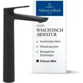 Produktbild: Villeroy&boch - Oasis Waschtischarmatur Erhöht, Ohne Zugstange, Wasserhahn Bad Mit Keramikkartusche, Waschbeckenarmatur Wassersparend, Auslauf Höhe 245mm, Rund, Matt Black