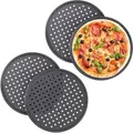 Produktbild: 20 x Pizzablech, rund, gelocht, antihaft, Pizza & Flammkuchen, Lochblech aus Stahl, Knusperblech, ∅ 32 cm, anthrazit