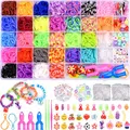Produktbild: AOKITO 2500+ Loom Bänder Set für Kinder, 32 Farben DIY Gummibänder mit Perlen Haken Charms und Aufbewahrungsbox, Armbänder Selber Machen Zubehör, Geburtstag Weihnachten Geschenke für Mädchen Jungs