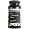 Produktbild: natural elements Zink 15mg – 365 Tabletten – gut verträgliches Zinkbisglycinat (Zink-Chelat)