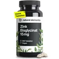 Produktbild: natural elements Zink 15mg – 365 Tabletten – gut verträgliches Zinkbisglycinat