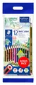 Produktbild: STAEDTLER Buntstifte Noris colour, rutschfeste Soft-Oberfläche, hohe Bruchfestigkeit, Made form Upcycled Wood, Set mit 12 brillanten Farben, Bonuspack mit Radierer und Bleistift, 61 SET6