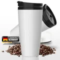 Produktbild: Kaffeebecher to go - Thermobecher auslaufsicher 350ml für Kaffee & Teeliebhaber - BPA-freier Doppelwandiger Isolierbecher mit Deckel - Travel Mug fürs Büro, Schule & Auto, Farbe:Weiß