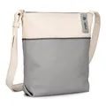 Produktbild: Zwei Damen Umhängetasche JANA J10 Crossbody Bag 5 Liter Handtasche im Canvas-Stil im Bicolor-Design + passender Kosmetikbeutel/Geldbeutel gratis (foggy)