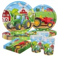 Produktbild: Traktor Partygeschirr Set, 10 Gäste Bauernhof Kindergeburtstag Deko, Pappteller 9