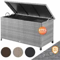 Produktbild: CASARIA® Gartenbox Auflagenbox mit Rollen 420L Stauraum UV-beständig Handgriffe Gasdruckfeder Wetterfest 122x56cm Garten Balkon Aufbewahrungsbox Grau