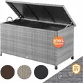 Produktbild: Gartenbox Auflagenbox Mit Rollen 270l Stauraum Uv-beständig Handgriffe Gasdruckfeder Wetterfest 117x53cm Garten Balkon Aufbewahrungsbox Grau - Casaria